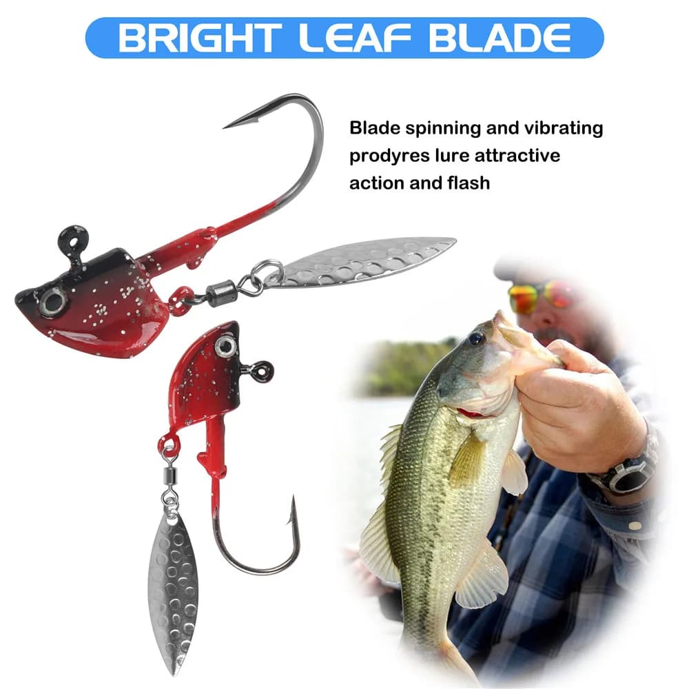 Jig fishing hooks avec spinner blade et yeux 3D pour pêche du walleye et bass avec animations attractives