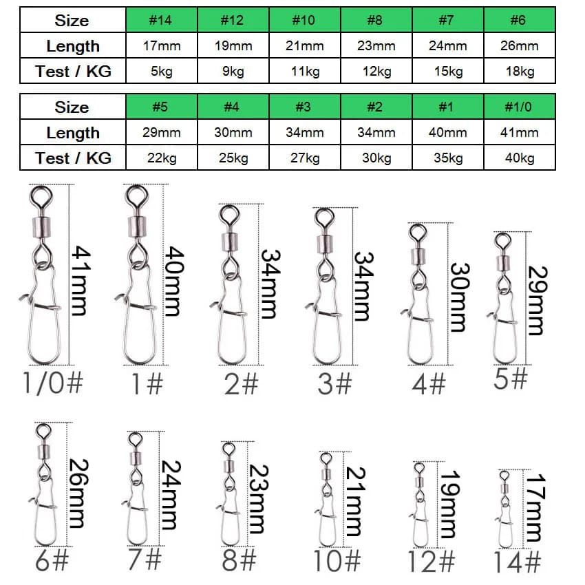 Émerillons roulements acier inoxydable avec clips et boîte - Accessoires pêche leurres montages professionnels