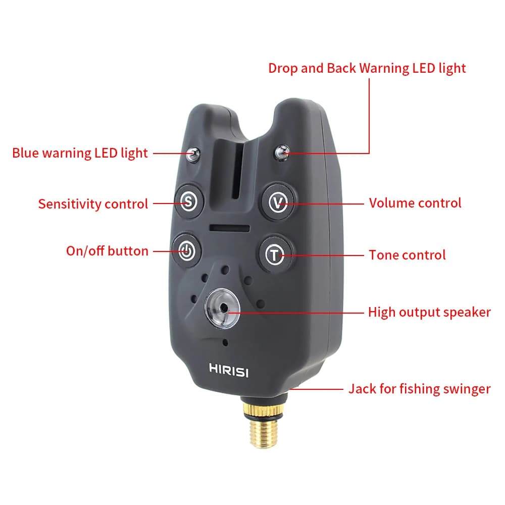 Alarme carpe B1101 avec réglage volume, tonalité, sensibilité et indicateur LED lumineux