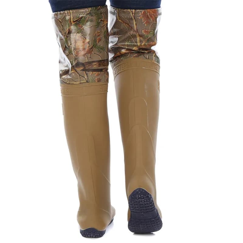 Waders camouflage PVC 60cm - Bottes pêche semelle souple - Utilisation polyvalente riziculture