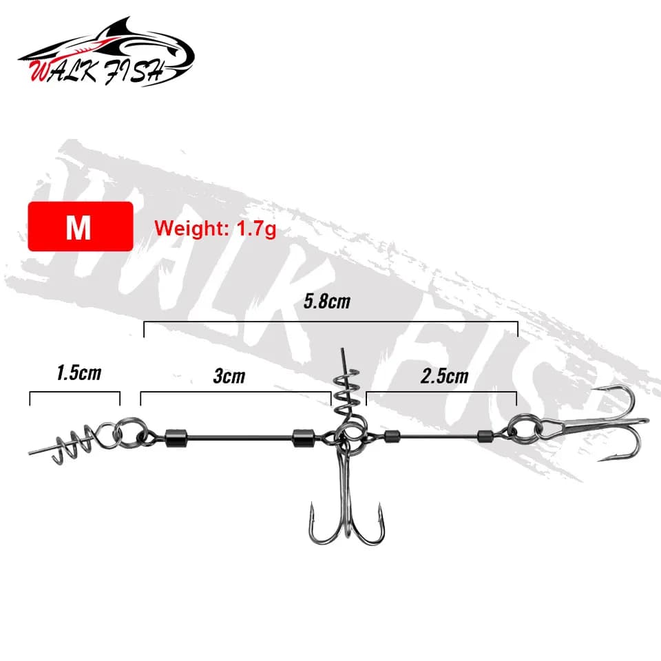 Hameçon triple Stinger WALK FISH pour gros shad - Connecteur à vis pour pêche du brochet et perche