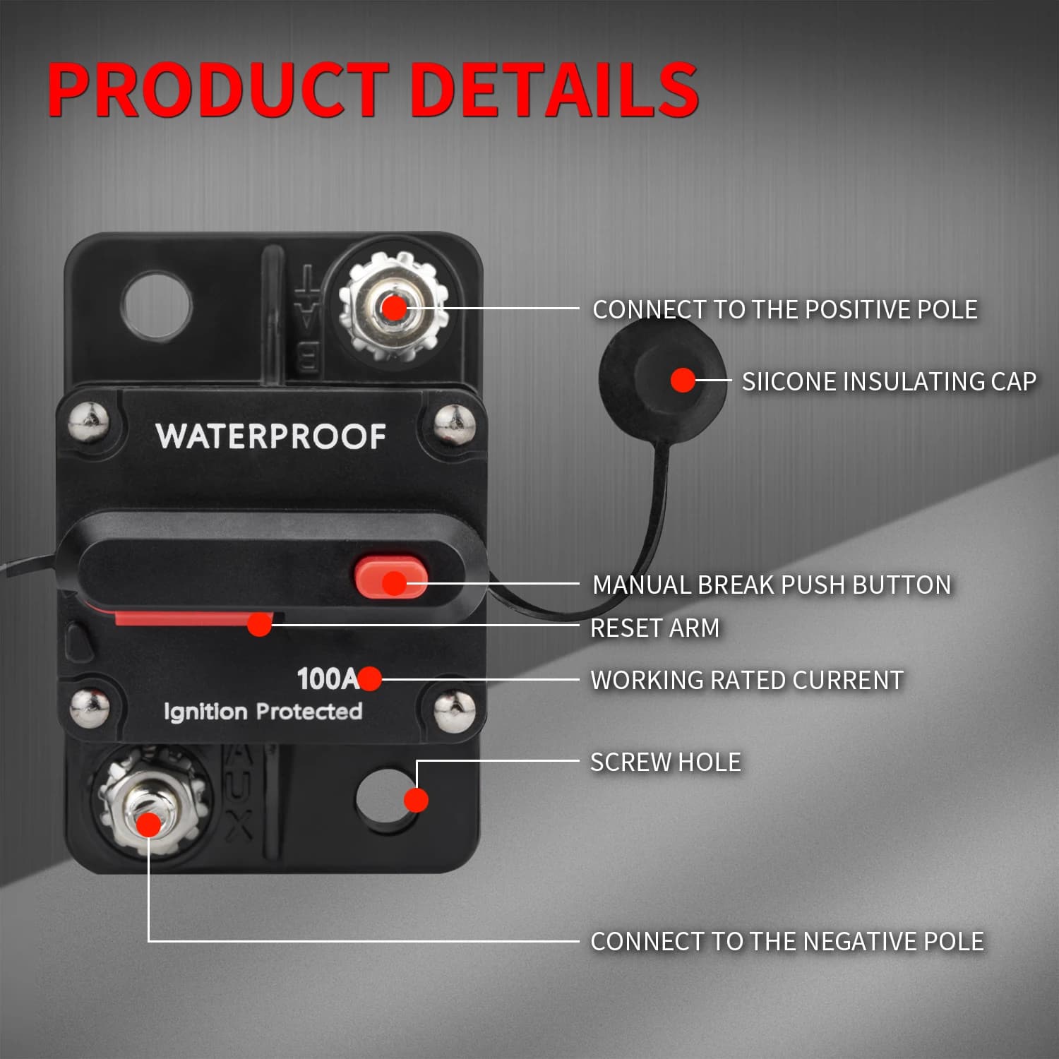 Disjoncteur manuel 30A-300A 12V/48V DC étanche pour bateau pêche - Protection audio voiture
