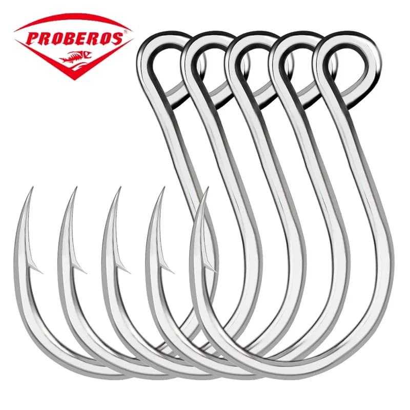 Hameçons simples pour leurres mer 20 pièces - Grand œil tailles 1/0 à 11/0 acier carbone affûté