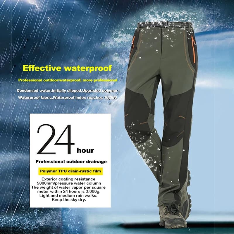 Pantalon homme hiver polaire épais imperméable coupe-vent softshell pour randonnée trekking camping et ski
