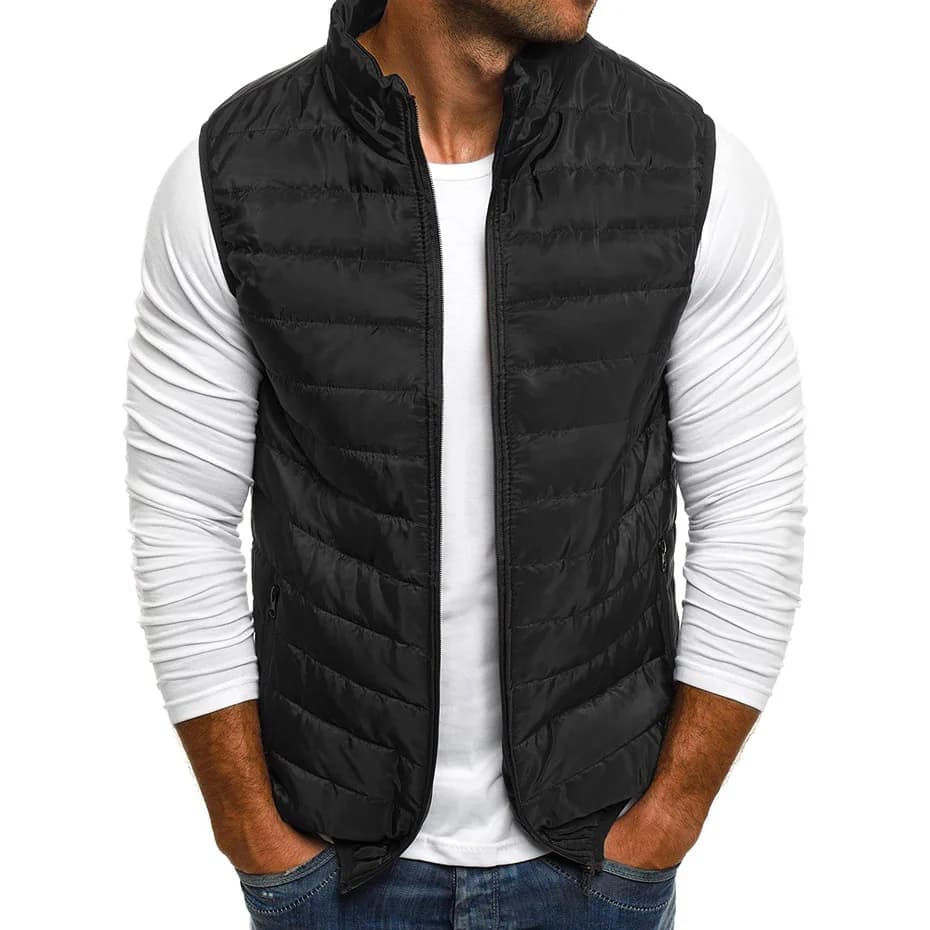 Gilet matelassé homme sans manches hiver 5XL - Veste chaude col montant pour pêche par temps froid