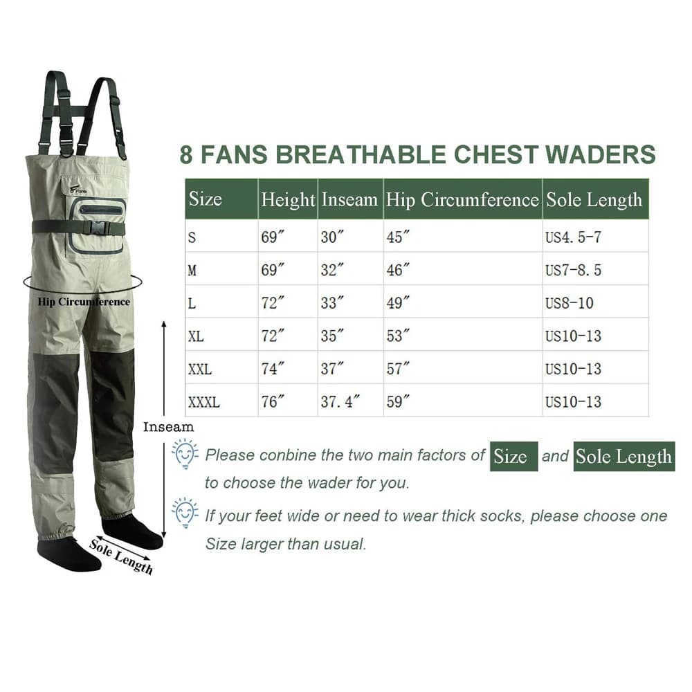 Waders de pêche homme 3-ply imperméables et respirants avec pied néoprène isolé - Combinaison complète