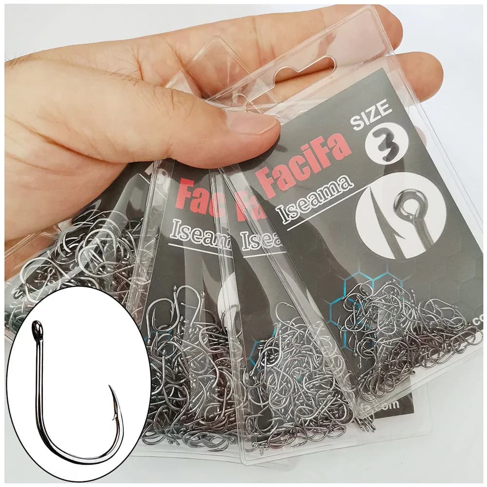 100 hameçons circle Iseama pêche carpe - Crochets japonais barbelés pour montages fly fishing
