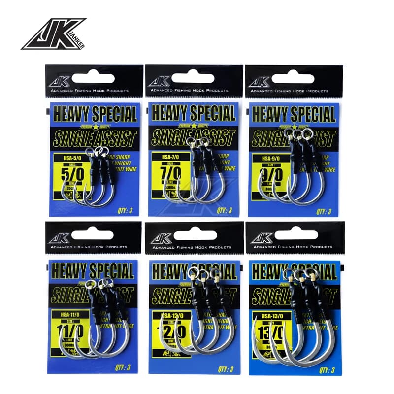 Leurres Poppers JK HSA Bois 4X Heavy Jigging Hooks Sea Power Assist Fishhook Stick Baits pour Pêche en Mer