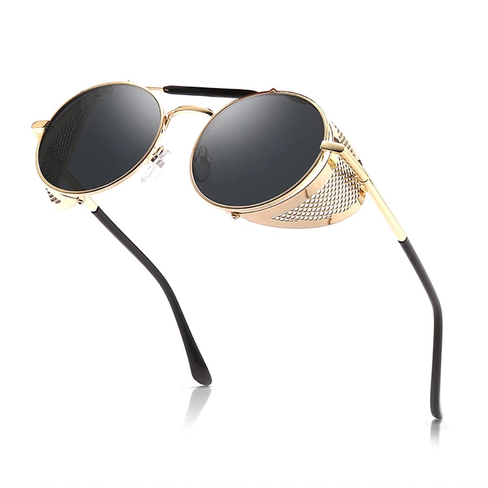 Lunettes de soleil steampunk gothique 2026 - Monture métal rouge rétro pour pêcheurs stylés