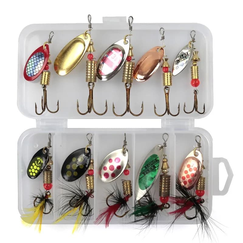 Leurre métal cuillère spinner 10 pièces pour brochet - Kit leurres artificiels wobblers crankbaits pêche carnassiers