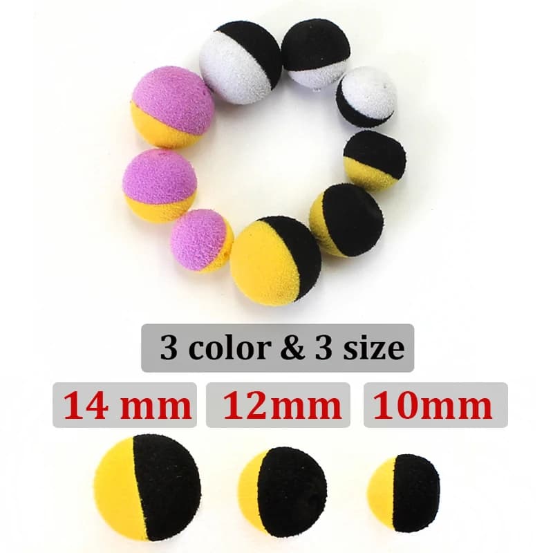 15 boilies bulles double couleur pour Ronnie Rigs - Appâts flottants mousse pour pêche à la carpe