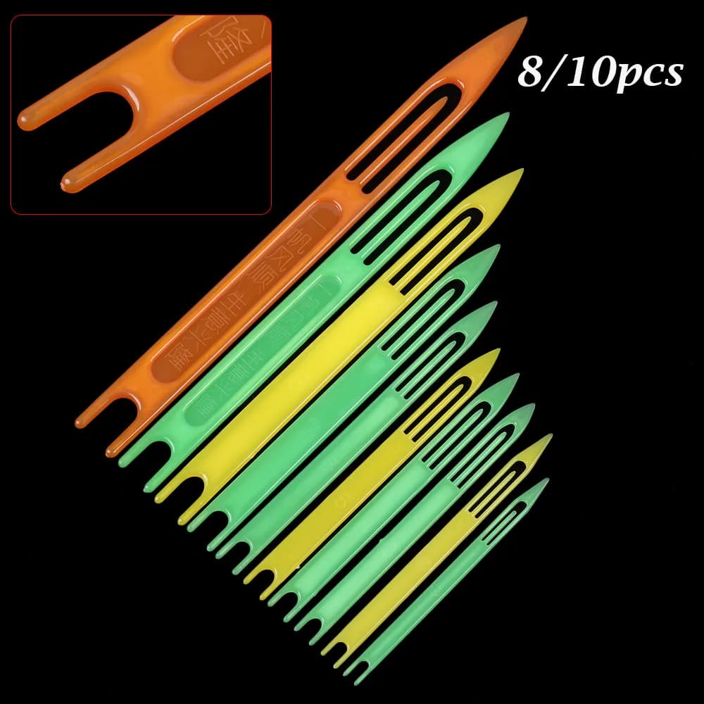 8/10 aiguilles réparation filets pêche plastique anti-rouille coloris aléatoires équipement