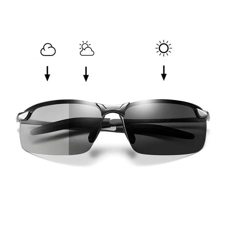 Lunettes photochromiques polarisées pour pêche - Verres caméléon qui changent de couleur jour/nuit