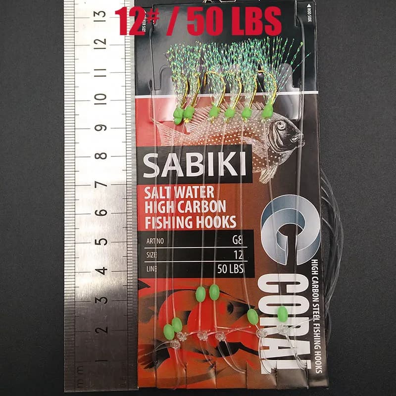 Montage Sabiki Lunker avec leurre lumineux pour maquereau - Pêche en mer appât souple glow dark