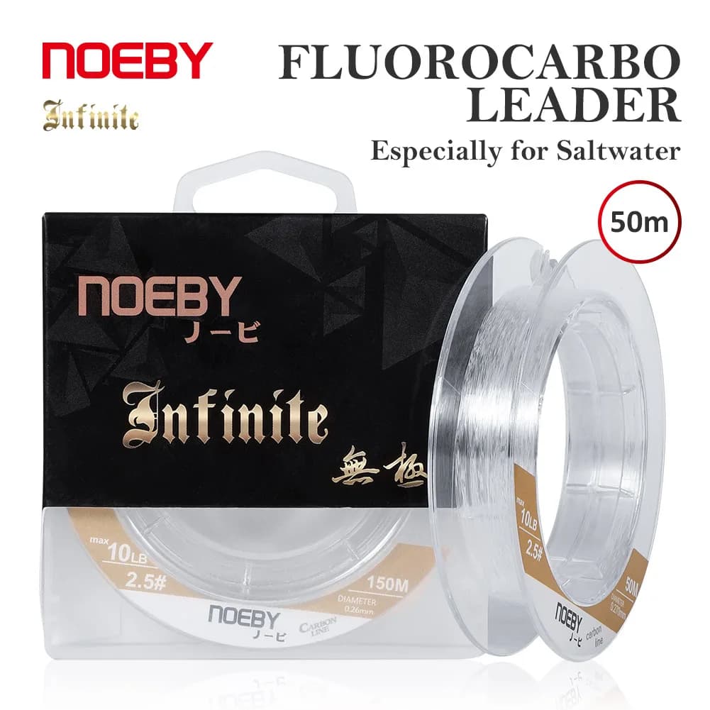 Ligne choc NOEBY 50m fluorocarbone fibre carbone - 6 à 65LB pour pêche en mer leader résistant