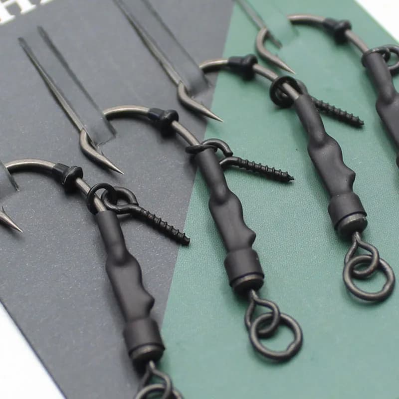 4 montages carpe prêts à pêcher pour bouillettes avec hameçons tailles 2, 4 et 6