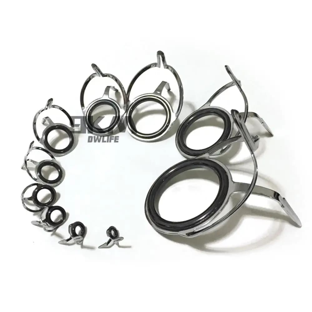 Kit réparation 10 guides anneaux canne mixte taille - Acier inoxydable eau douce et mer 6-42#