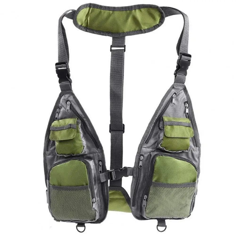 Veste filet pêche légère respirante - Gilet technique avec poches et côtés ouverts pour pêche au leurre