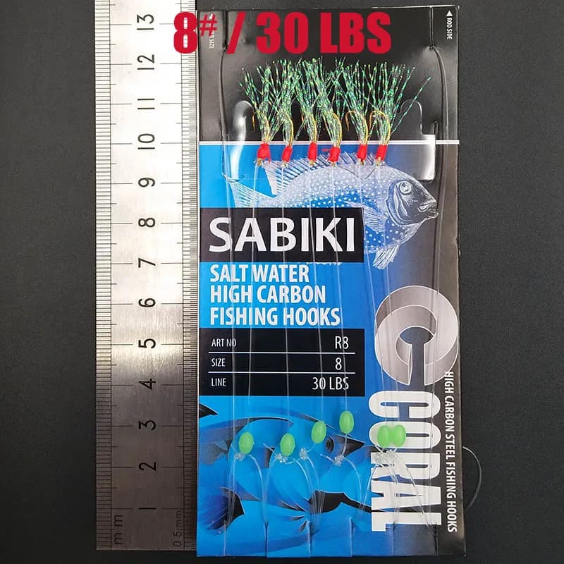 Montage Sabiki Lunker avec leurre lumineux pour maquereau - Pêche en mer appât souple glow dark