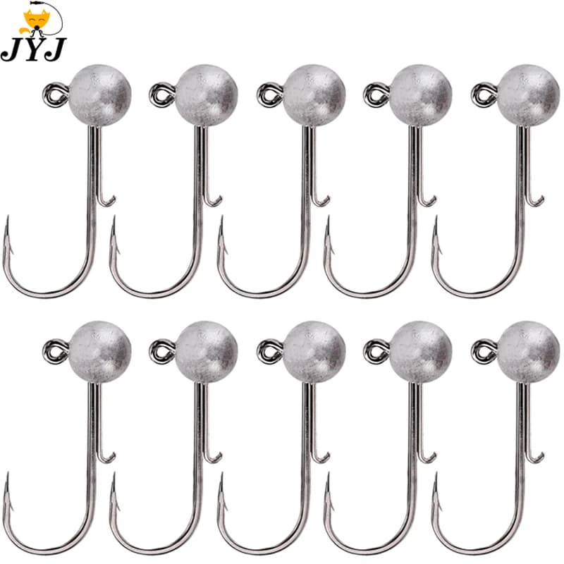 Lot de 10 hameçons plombés tête ronde anti-herbe 1g à 20g pour pêche aux leurres souples