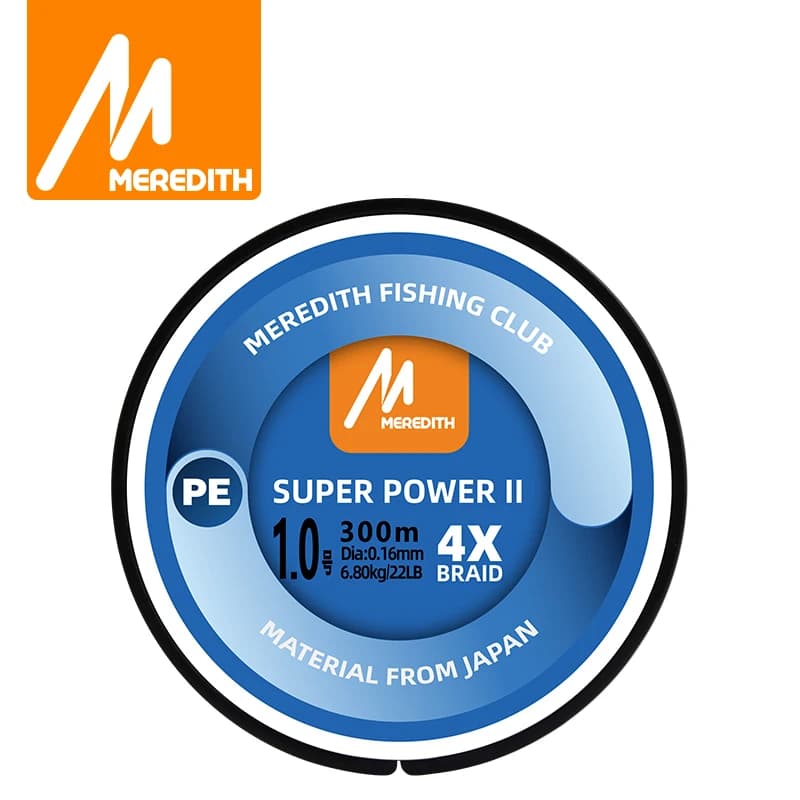 Ligne MEREDITH PE tressée 4 brins 300M pour leurres - Fil multifilament lisse 15-80LB