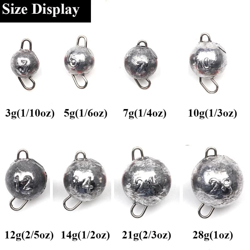 5 plombs pêche 3g-28g bullet poids ronds émerillon profondeur accessoires montages