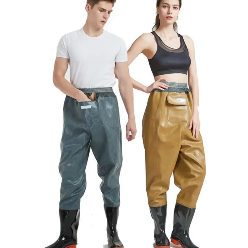Waders de pêche PVC une pièce imperméables antidérapants pour rivière jardin lavage auto