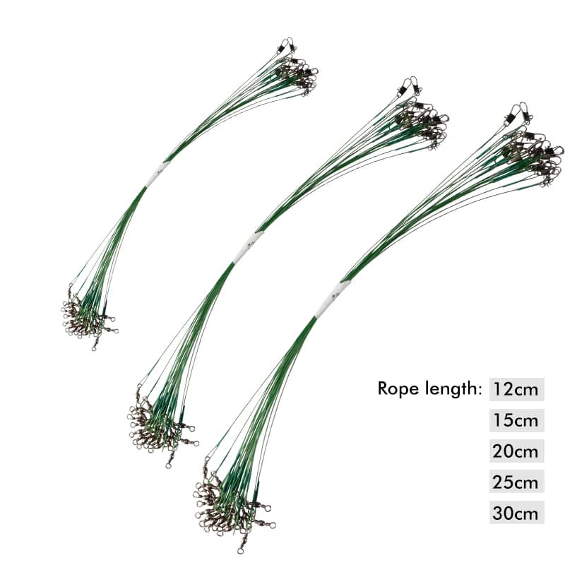 Fil anti-emmêlement acier MEREDITH avec émerillon, bas de ligne traçeur 15-30cm pour pêche carnassiers