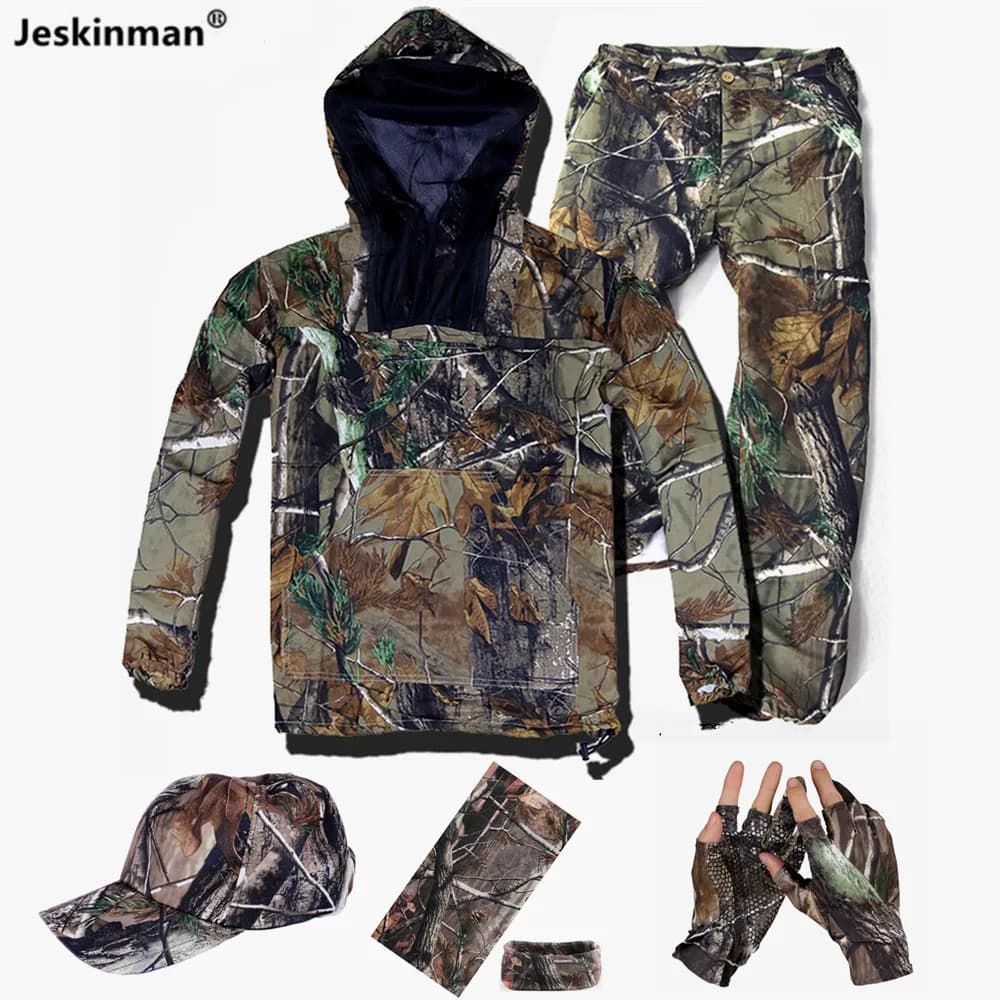 Combinaison pêche été anti-moustiques légère - Veste à capuche et pantalon camouflage bionique respirant