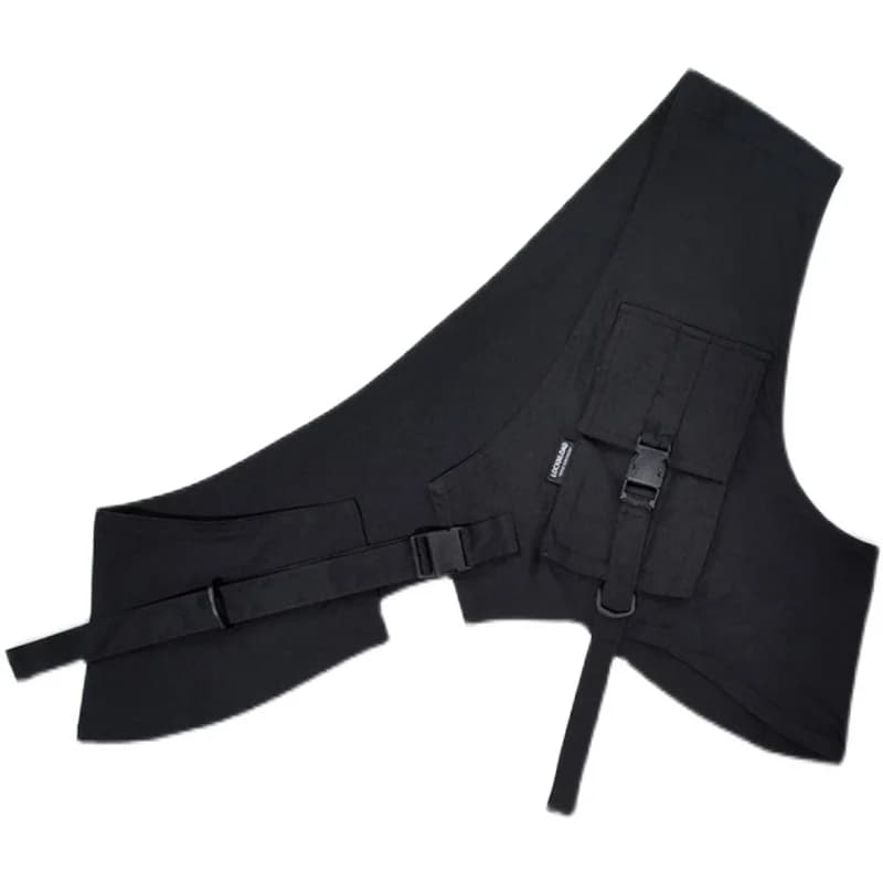 Veste techwear pêche un épaule - Tactique ajustable inclinée - Harajuku vintage couleurs vives