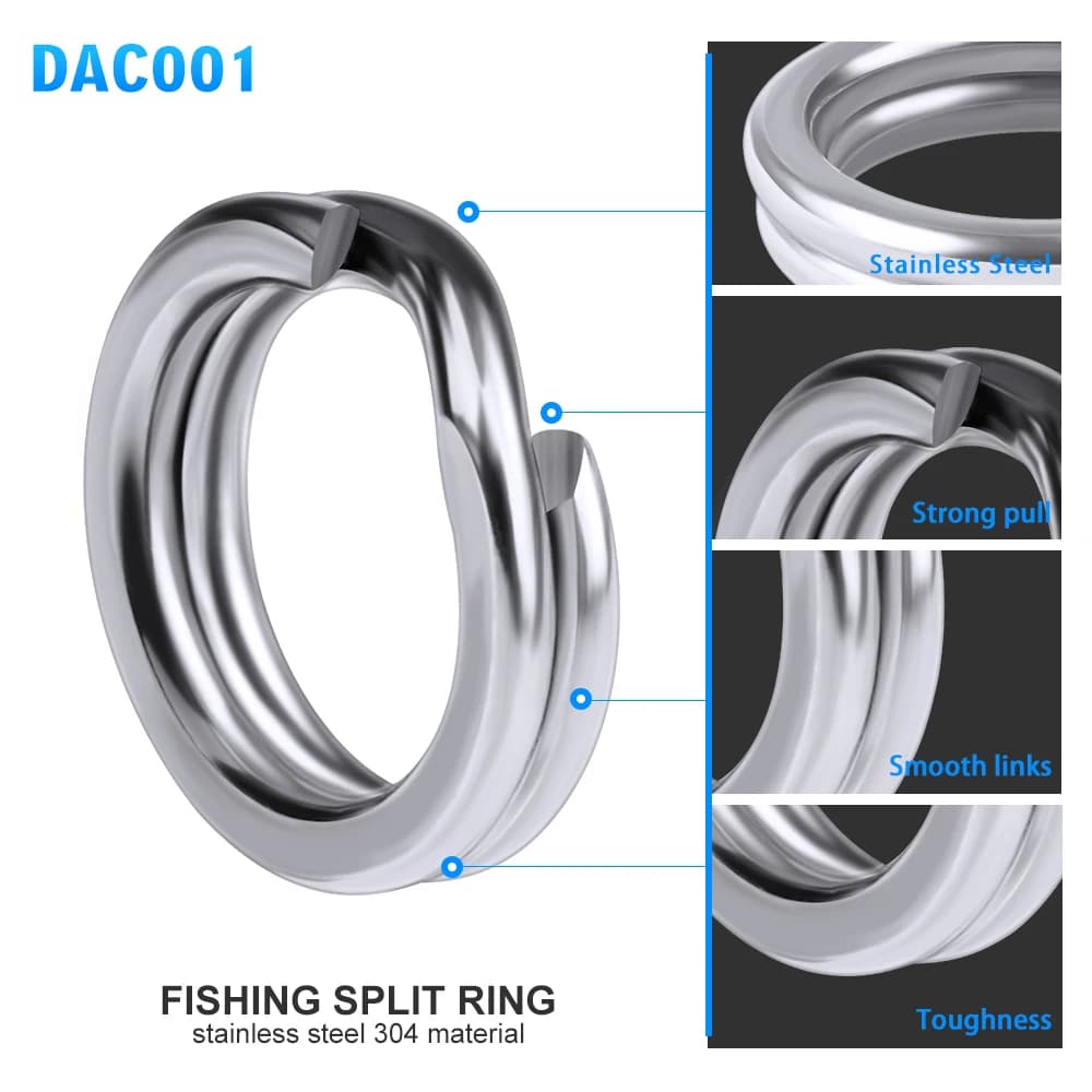 50 anneaux split pêche inox argent PROBEROS pour leurres CrankHard accessoires connecteurs 0#-12#