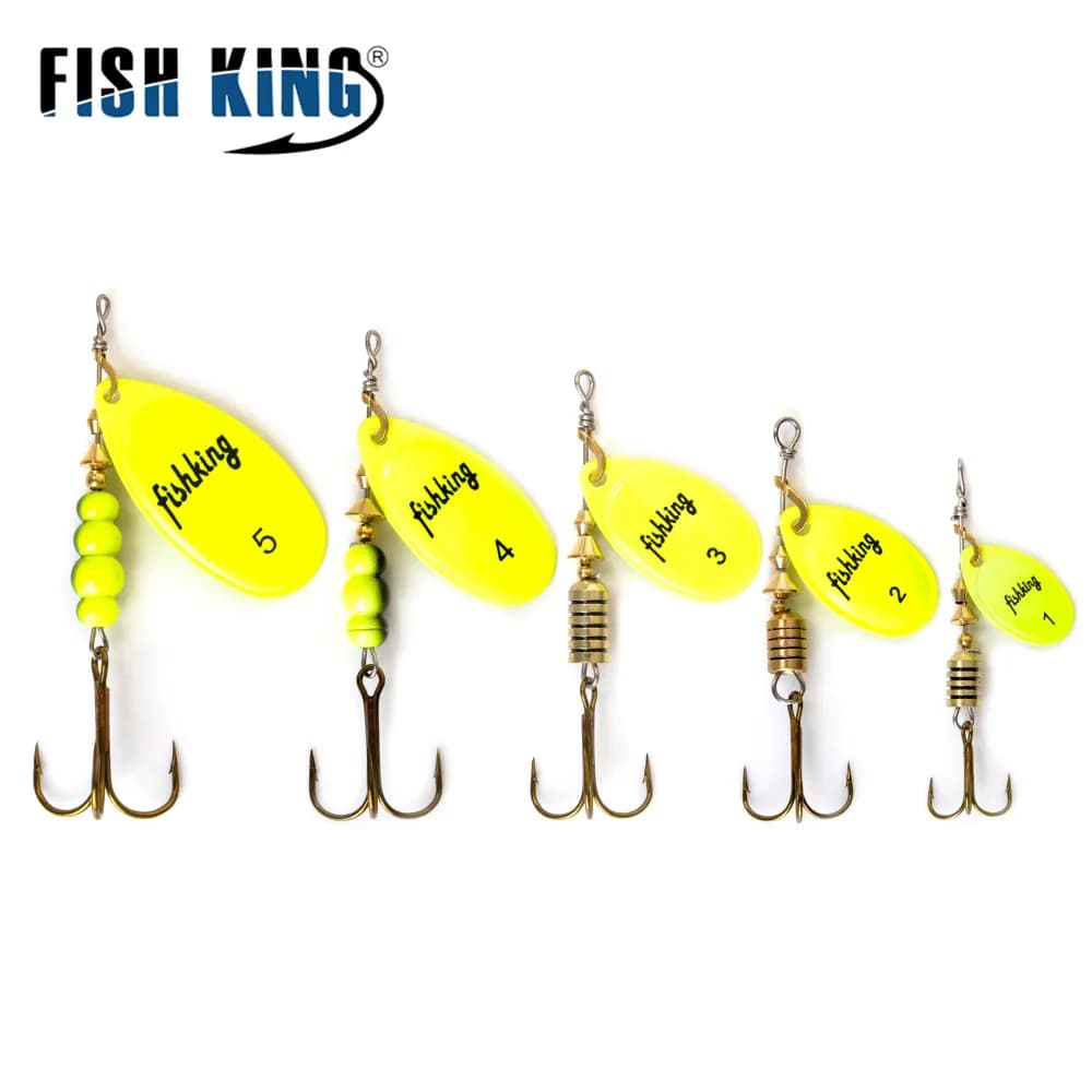 Leurre cuillère métallique Fish King pour brochet, avec hameçons triples et leurres tournants de 3.9g à 15g