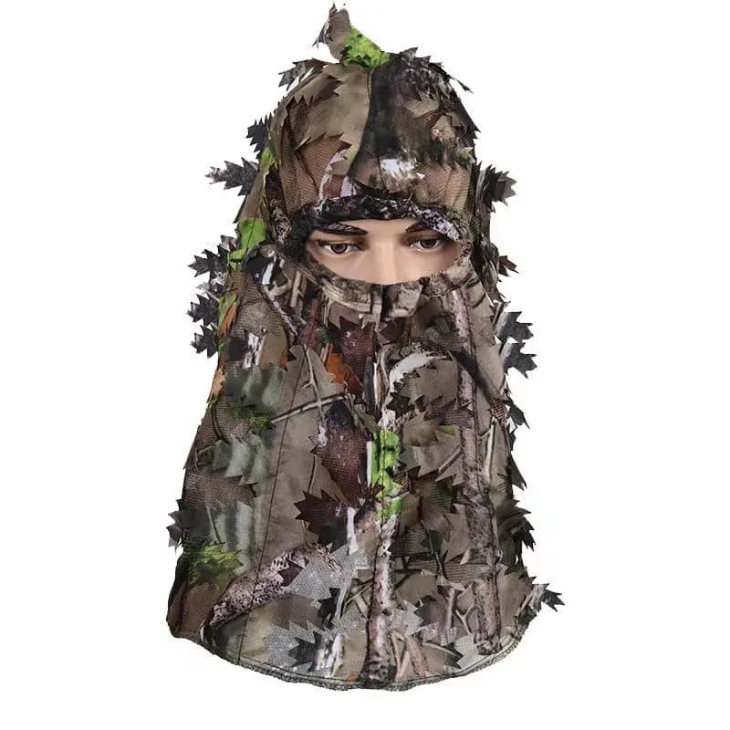 Masque visage camouflage 3D feuille d'érable ghillie pour pêche chasse accessoire tête discrétion complète