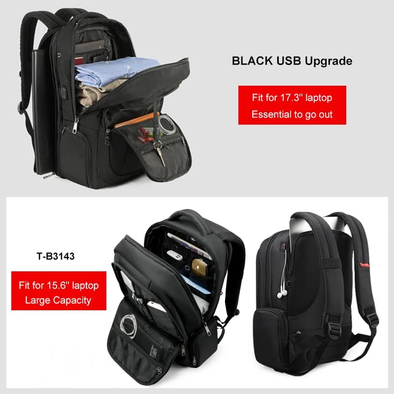 Sac à dos étanche Tigernu nylon - Sac ordinateur 15.6 pouces pour hommes et femmes, école et voyage