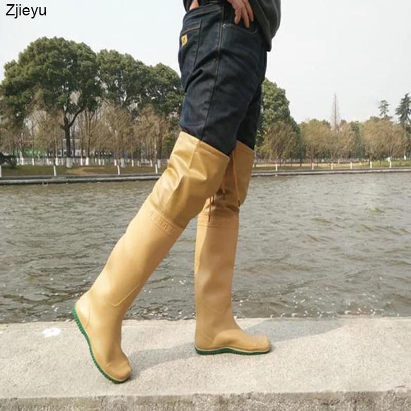 Bottes de pêche homme caoutchouc souple imperméables genou - Bottes pluie lavage auto galoches
