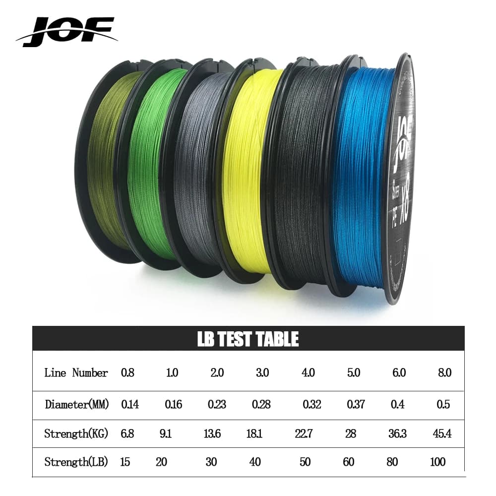 Ligne de pêche multifilament JOF 8 brins 150m 300m 500m, tresse pour carpe et pêche sportive