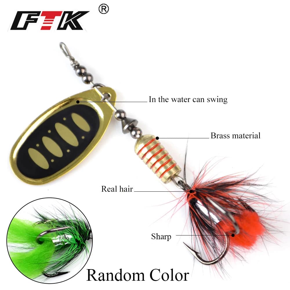 Leurre spinner bait FTK 7.5g 12g 17.5g avec plumes pour brochet - Cuiller dure pêche carnassier métal