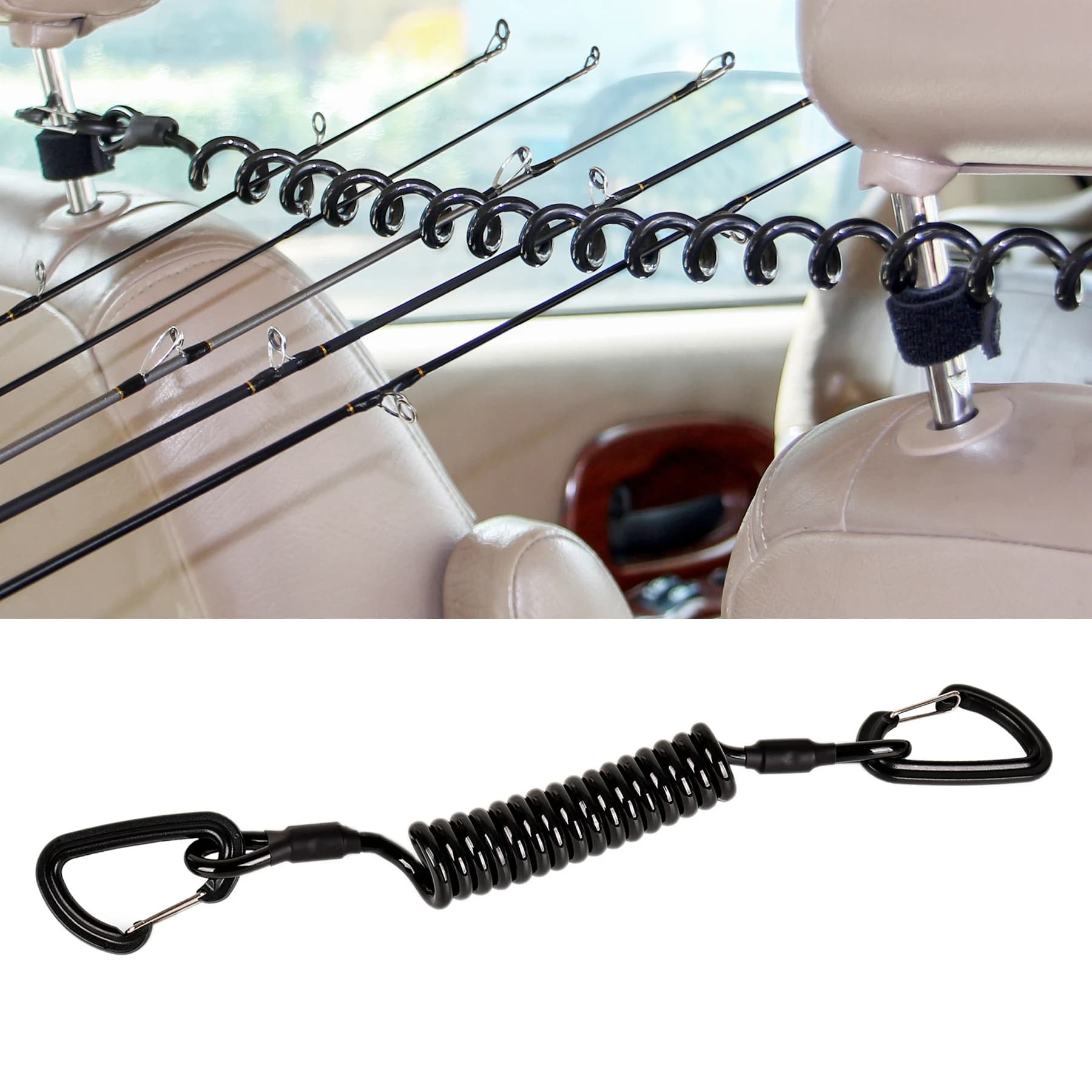 Support véhicule pour cannes pêche transport - Porte-cannes élastique voiture - Accessoire transport pêche
