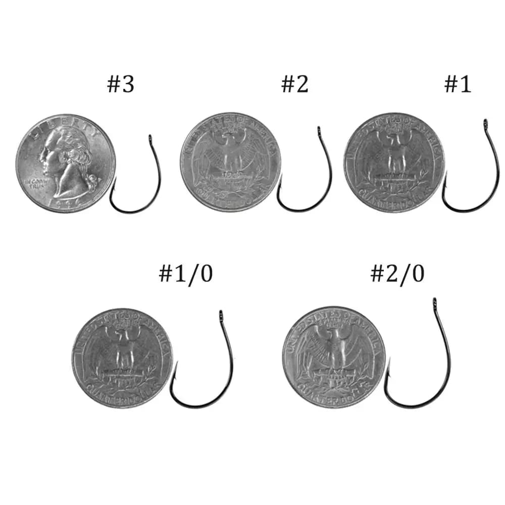 20 hameçons drop shot #3 à #2/0 pour pêche verticale - hameçons offset wacky et crank worm