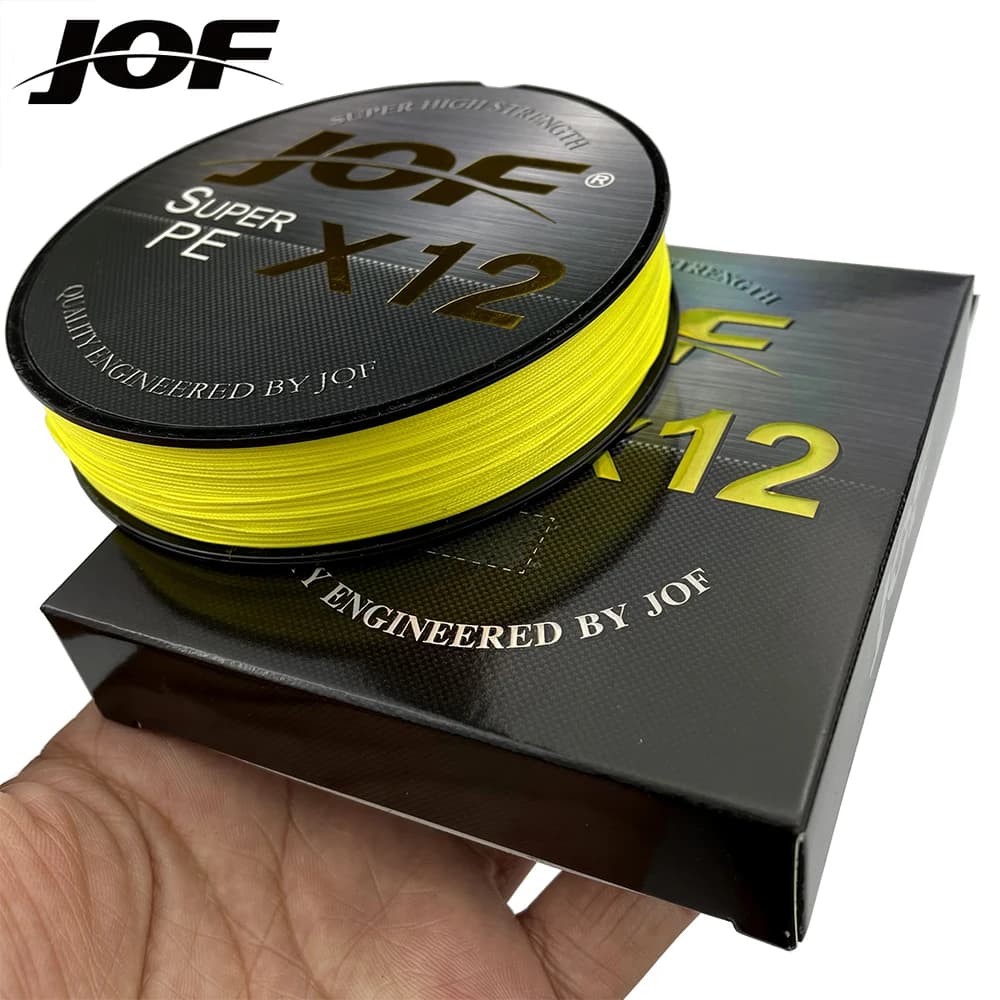 Ligne de pêche JOF multifilament 12 brins PE 300m, haute résistance à l'abrasion pour pêche sportive