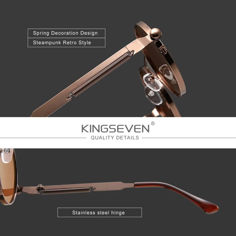 Lunettes de soleil gothique steampunk polarisées vintage pour pêcheur - cadre métal rond unisexe