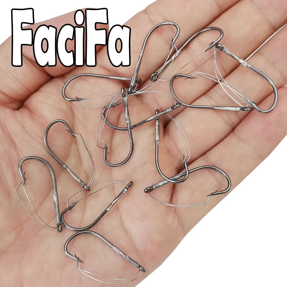 20 hameçons sans herbe barbelés pour Wacky Rig - Tailles 6 à 5/0 acier haute teneur
