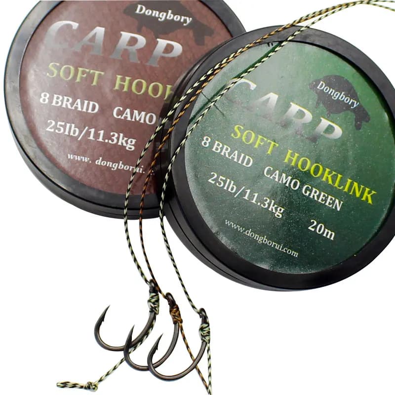 Ligne carp fishing 20m soft hook link - Bas de ligne 8 brins non gainé pour hair rig - 15LB/25LB/35LB