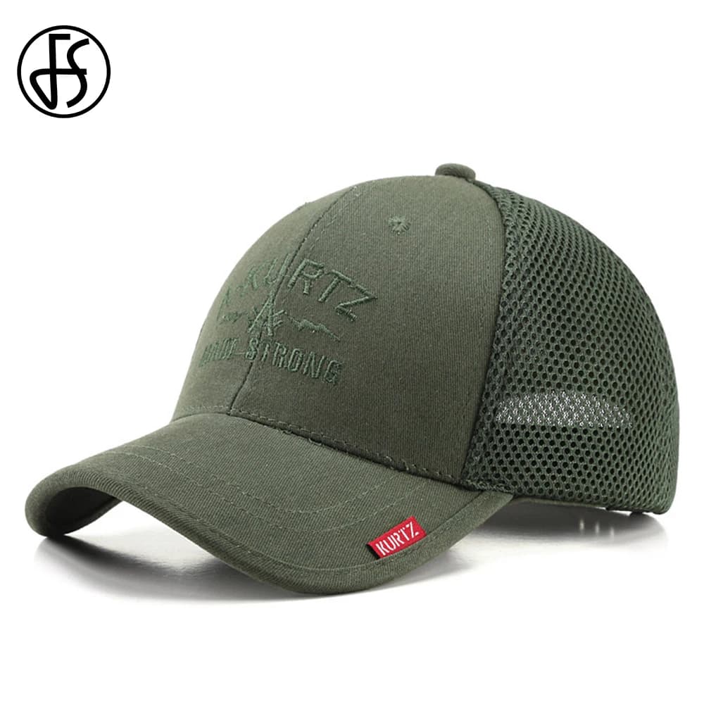 Casquette tactique FS Army Green Streetwear mesh respirante pour pêche et outdoor homme femme