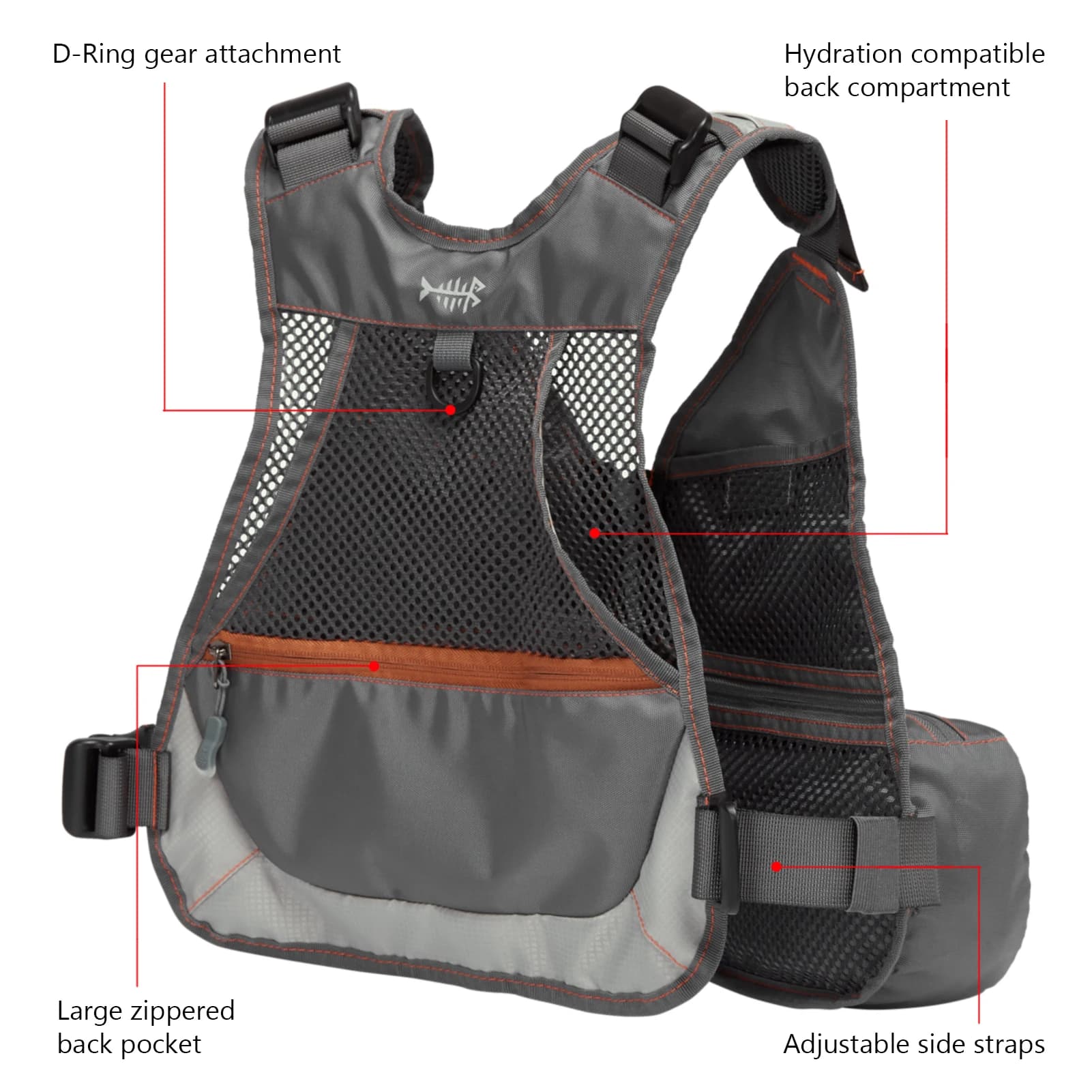 Veste pêche enfant Bassdash FV09 - Veste réglable multi-poches pour jeunes pêcheurs truite et perche