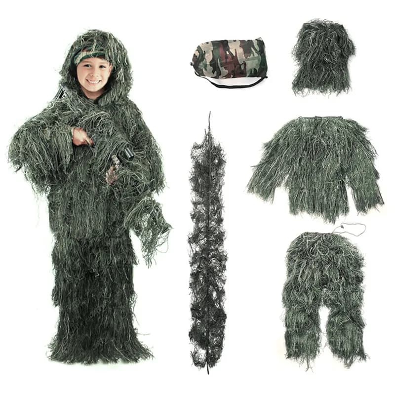 Combinaison Ghillie enfants pêche - Tenue camouflage junior pour initiation pêche