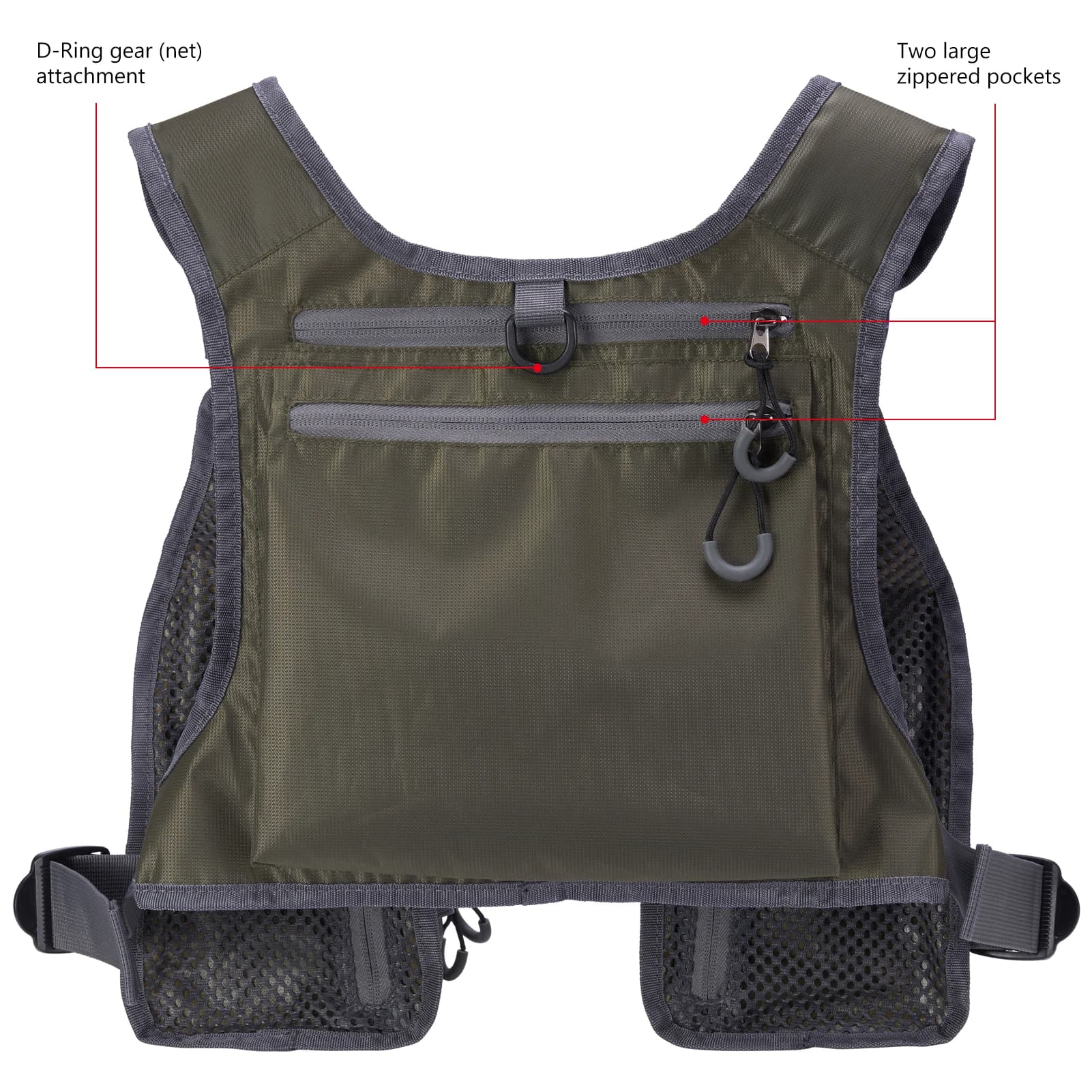Gilet pêche à la mouche ultra-léger Bassdash FV08 - Sac poitrine portable unisexe pour pêcheur mouche
