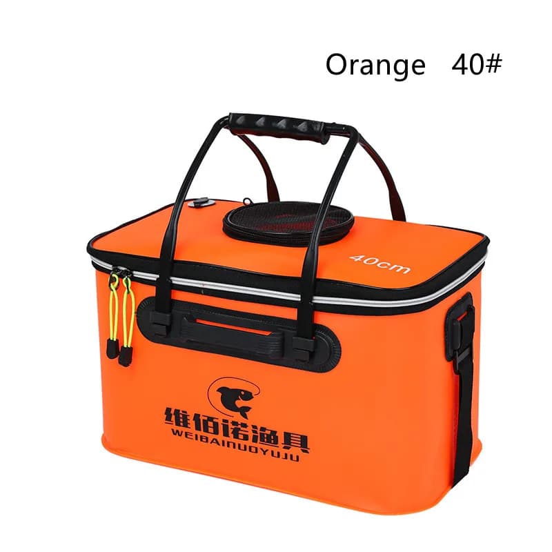 Seau pliable pêche EVA 30-55cm portable, boîte à appâts avec poignée, réservoir eau pour pêche extérieure