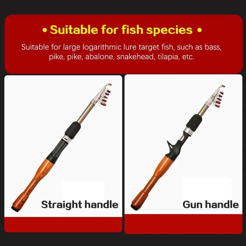 Canne télescopique liège carbone portable pêche nomade - accessoire pêche extérieur lancer compact