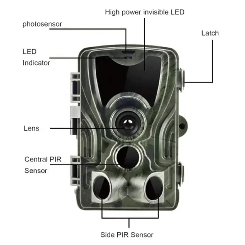 Caméra de chasse HC-801A 20MP HD 1080P vision nocturne étanche pour observation faune et sécurité